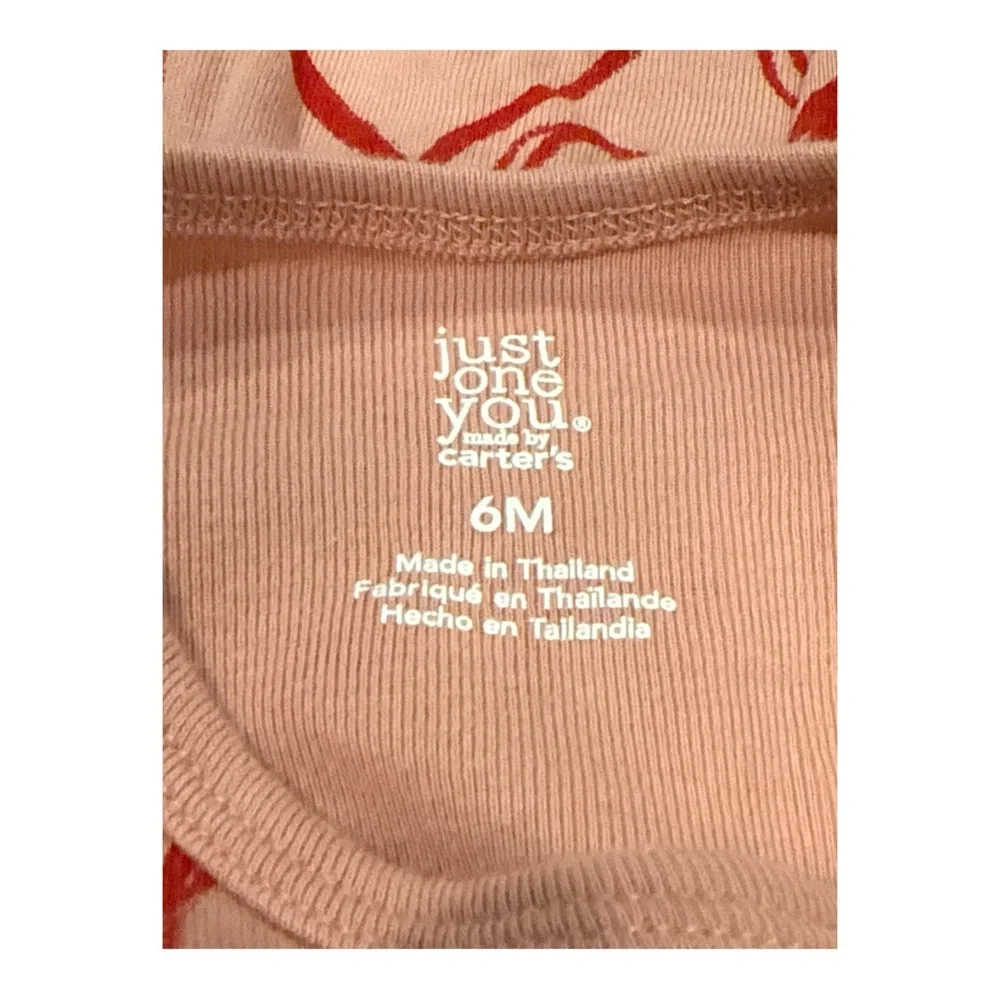 Just One You Carter’s Girl Baby Pink Heart Red‎ Bodysuit Dress, Size 6 months